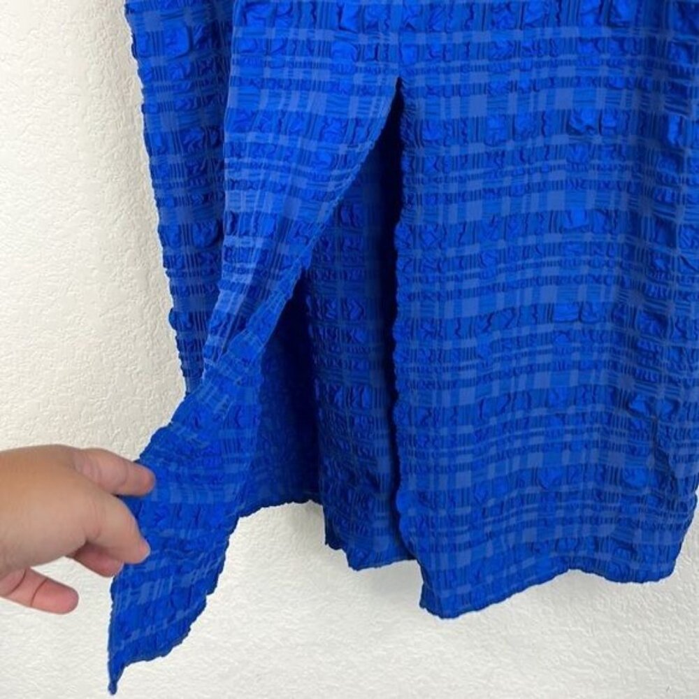 Cult Gaia Caspara Popcorn Midi Slit Skirt Persian Blue - Picture 7 of 11